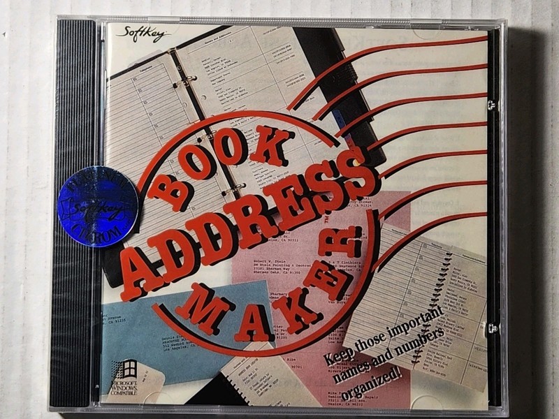 Vintage Address Book Maker For Windows ( PC CD-ROM) New Factory Sealed