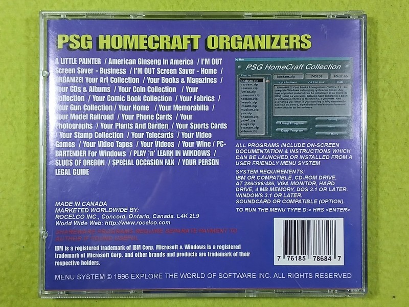 PSG Homecraft Organizers (PC CD-ROM, 1996) Vintage DOS/Win95 BUSINESS Shareware gallery