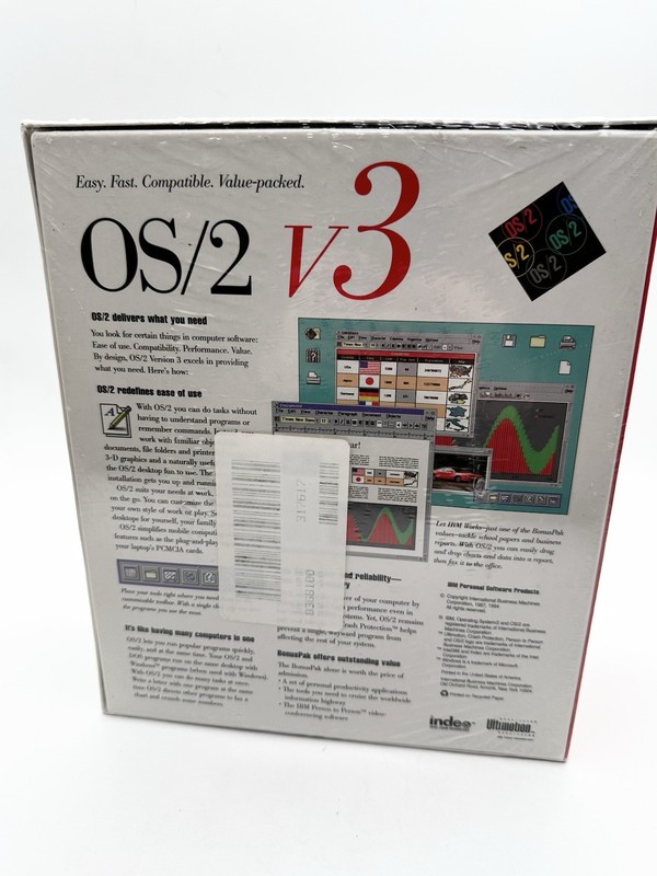 IBM OS/2 Warp Version 3 Operating System Plus Bonus Pak 3.5" - Brand New Sealed gallery