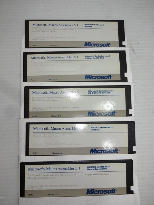 Microsoft Macro Assembler 5.1 MS OS/2 & MS-DOS Software 5.25" Disks gallery