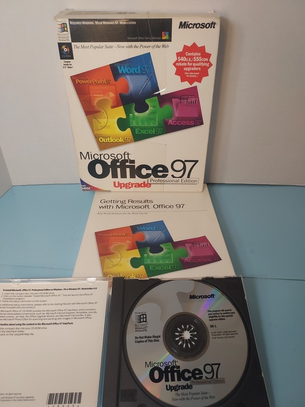 Microsoft Office 97 Professional Edition Big Box Includes Product Key