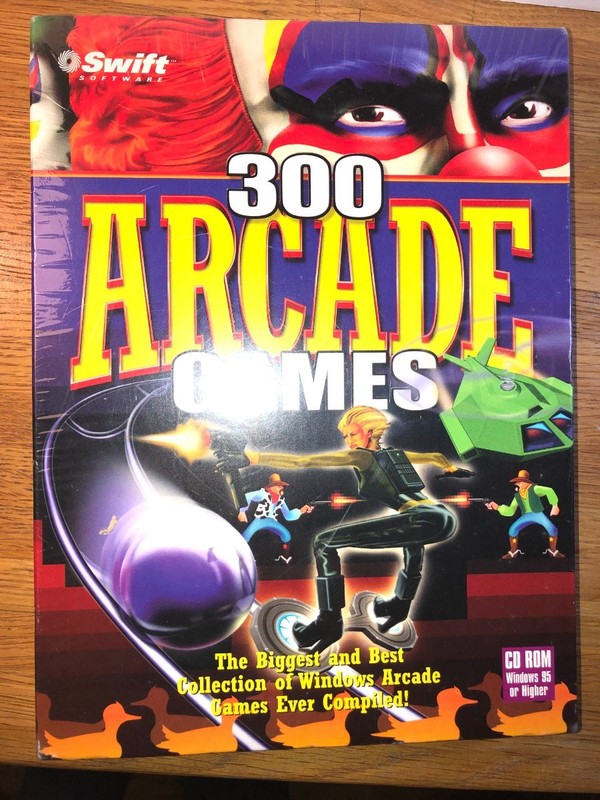 NEW Swift Software 300 Arcade Games CD ROM Windows 95 PC Software BIG BOX SEALED