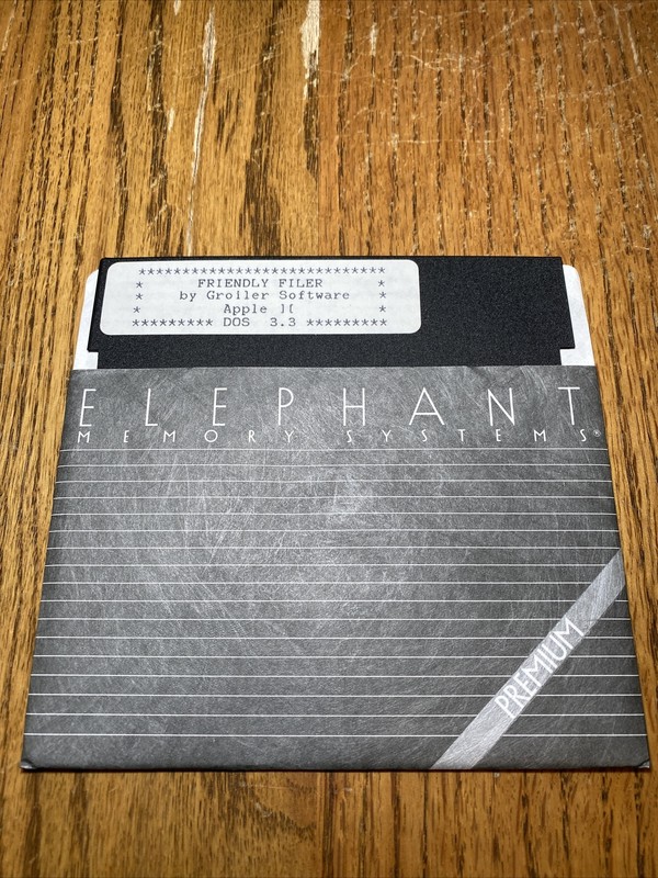 Apple IIe IIc Software Friendly Filer By Groiler 5.25” Floppy Disk