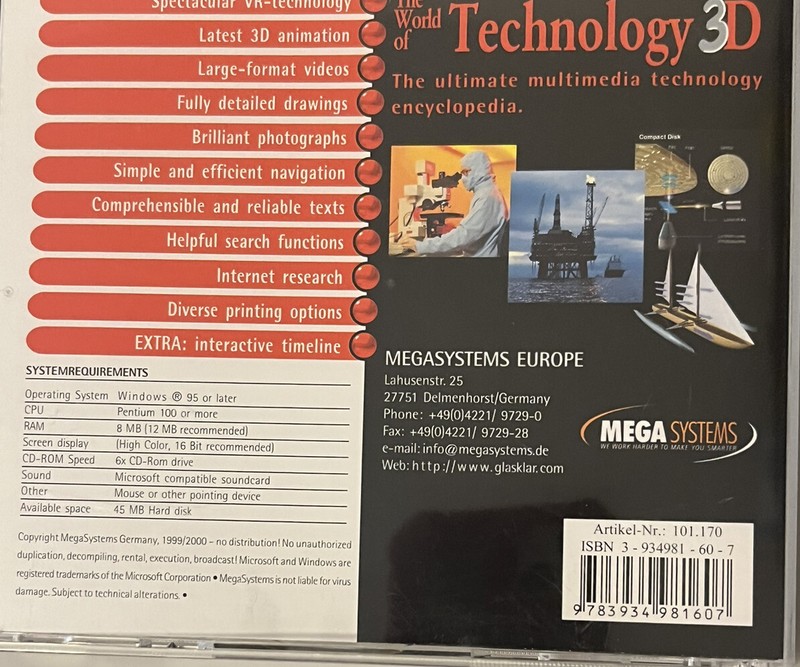 The World of Technology 3D PC CD-ROM Glasklar Edition VR Technology gallery