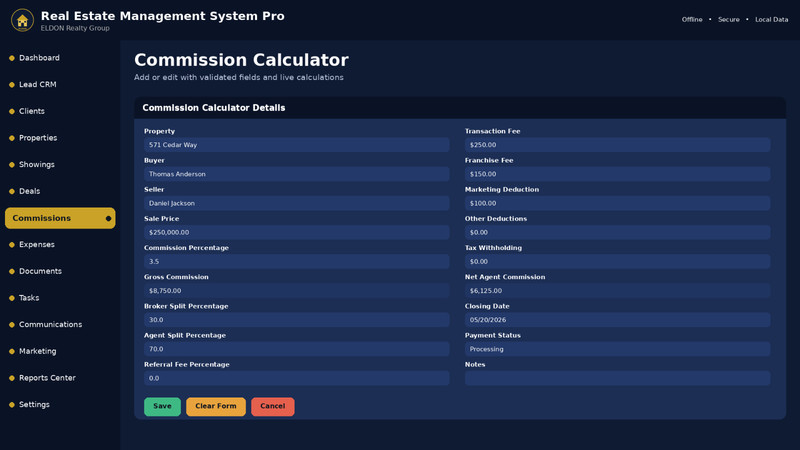 Real Estate Realtor CRM Software, Commission Tracker, Desktop App Windows & Mac gallery