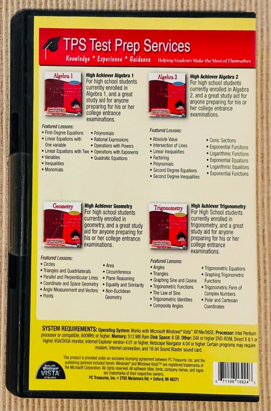 Test Prep Services 4CDs ALGEBRA 1+ALGEBRA 2+GEOMETRY+TRIG Windows New gallery