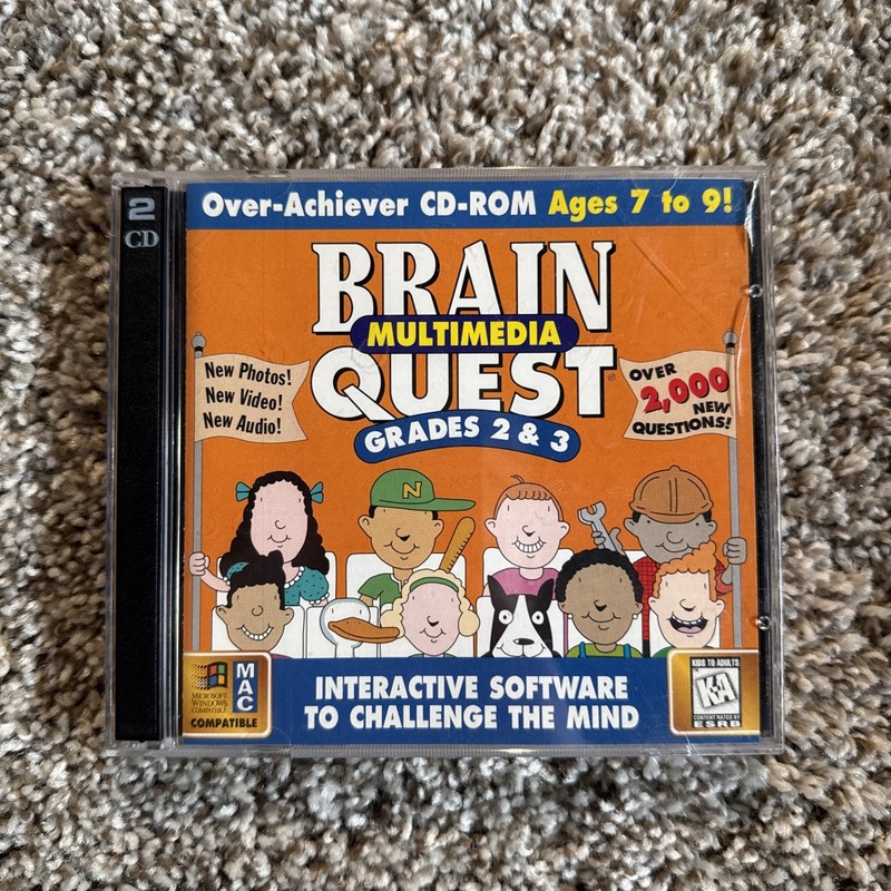 Brain Quest Multimedia Grades 2 & 3 CD PC-ROM 1997 Microsoft 2 Disc Set