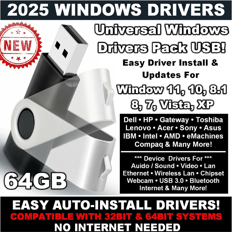 2025 WINDOWS OFFLINE DRIVERS AUTOMATIC INSTALLER USB – NO INTERNET NEEDED!