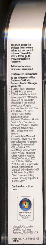 Microsoft Office Small Business 2007 with Outlook 2007 Business Contact Manager gallery