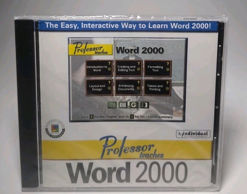 Professor Teaches Word 2000 CD-ROM for Windows 98 to XP Brand New Sealed B499