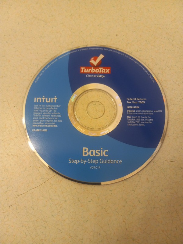 Intuit Turbotax Basic For Federal Returns Year 2009 Software Disc Only