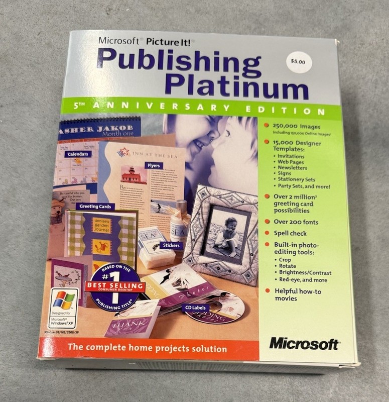 Microsoft Picture It Publishing Platinum 5th Anniversary Edition 5 Discs w/ Book