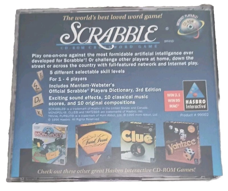 Scrabble Hasbro CD-ROM Crossword Game for Windows 3.1 95 and MAC gallery