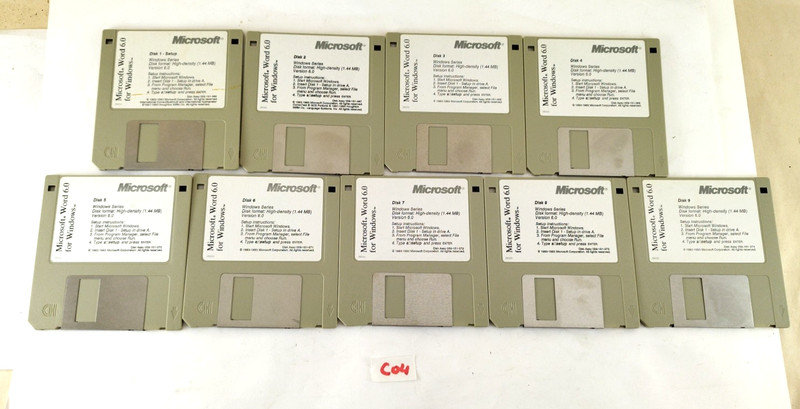 Vintage Microsoft Works 1983-1993 Program Disks Set 3.5″ Floppy 9 disks.