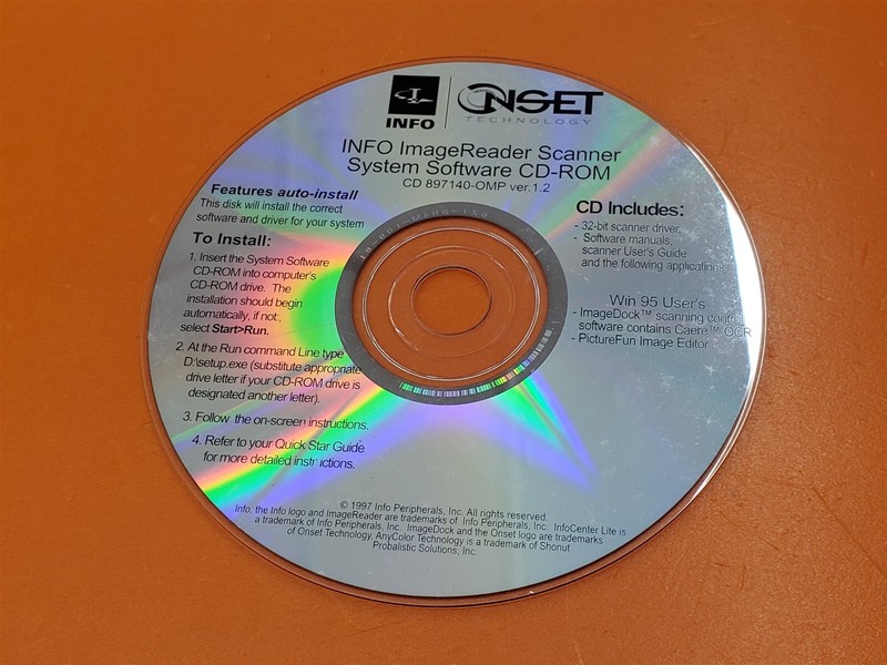 ⭐️⭐️⭐️⭐️⭐️ NSET Technology INFO ImageReader Scanner System Software Disc Only