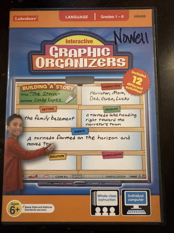 Lakeshore Interactive Graphic Organizers Language Game Grades 1-6 PC/MAC NEW