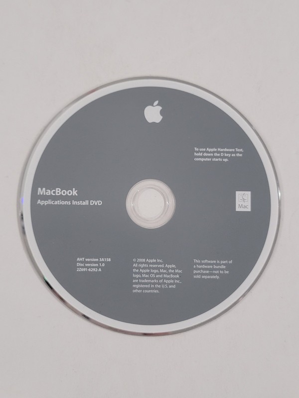 MacBook Application Install DVD – Disc Version 1 – Version 3A158 – 2Z691-6292-A
