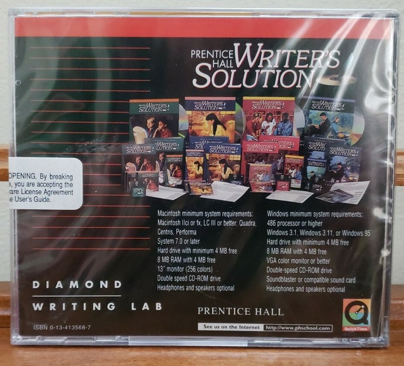Prentice Hall Writer's Solution Writing Lab CDROM SOFTWARE Version 1.3 WIN/MAC gallery