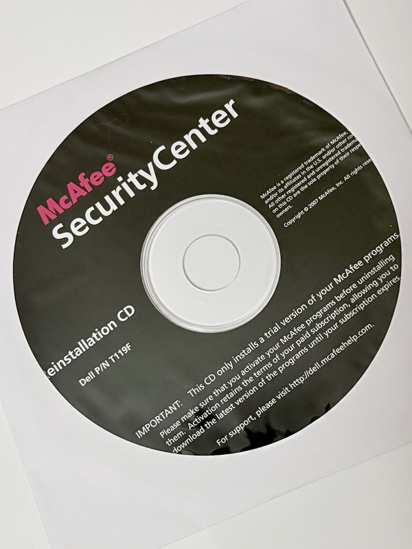 NEW McAfee Security Center Reinstallation CD 2007 Factory Sealed gallery