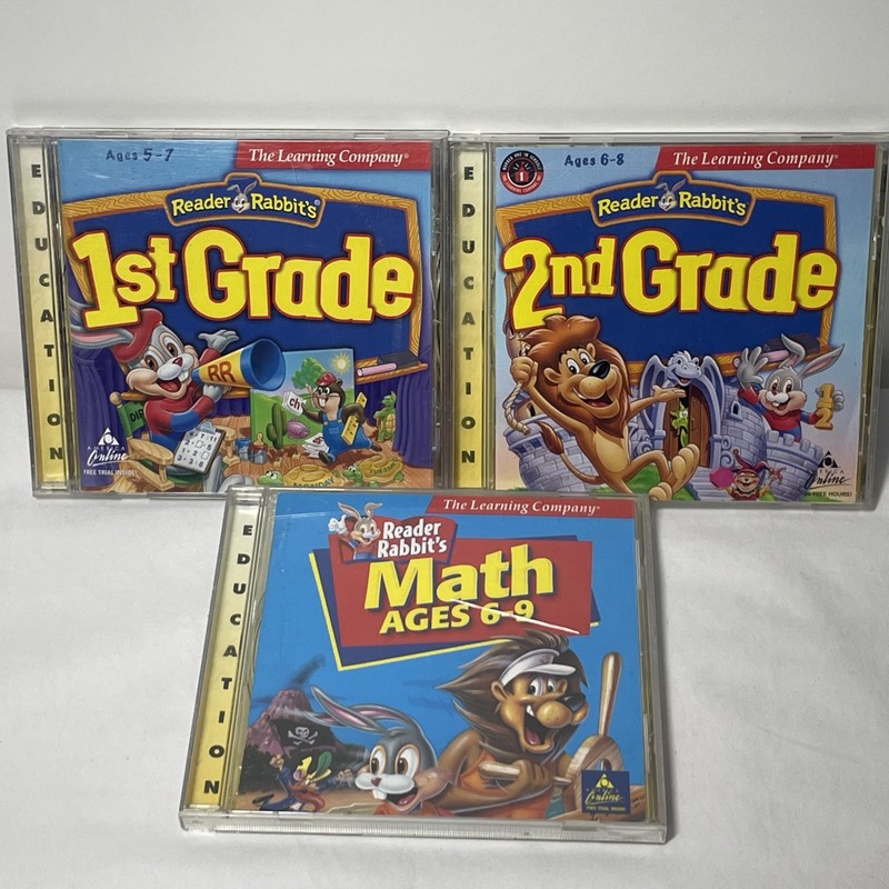 Reader Rabbit Educational PC Games Lot of 3 – Math, 1st Grade, 2nd Grade CD-ROM