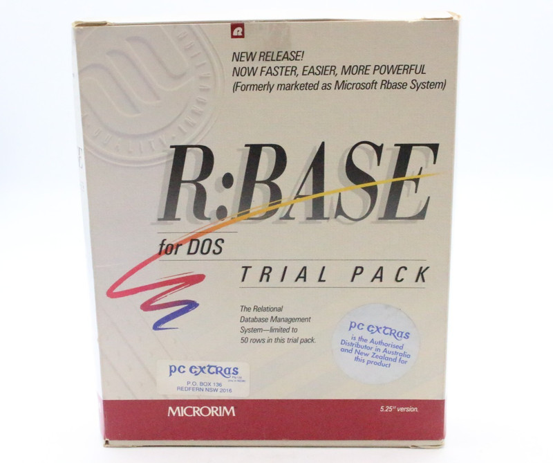 R:BASE for DOS R Base RBase Trial Pack V7 5.25" Disk Microrim RETAIL BOX Retro gallery