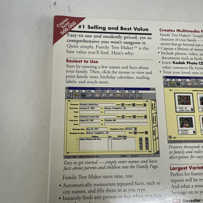 Broderbund Family Tree Maker Deluxe Edition 3.0 Windows 3 1/2" Diskette - Sealed gallery