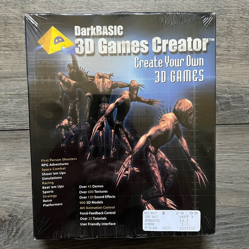 DarkBASIC 3D Games Creator PC CD ROM Big Box Software Game Sealed