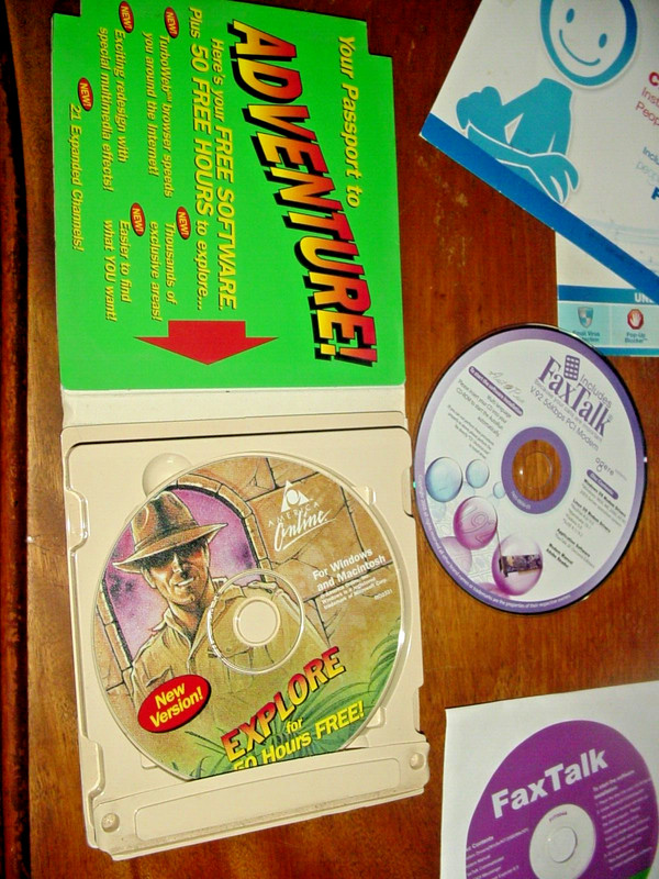 Vintage Modem Software & AOL (Indiana Jones),Netscape,People PC Dial Up CDs gallery