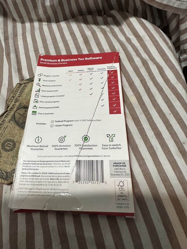 Box Damage H&R Block Tax Software Premium Business 2021 PC key card Turbotax HR gallery