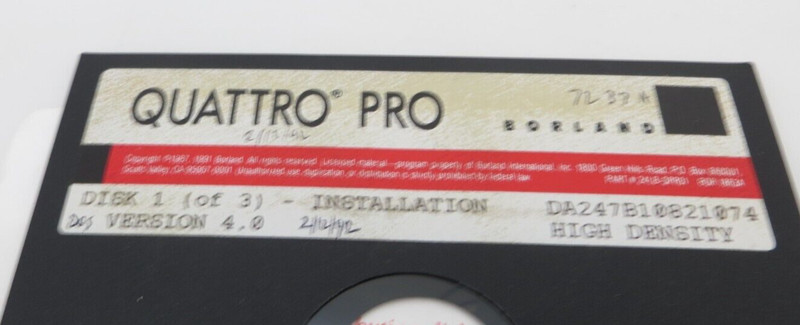 QUATTRO PRO Version 4.0 5.25" Floppy Disk Vintage 1991 Computer Software Discs gallery