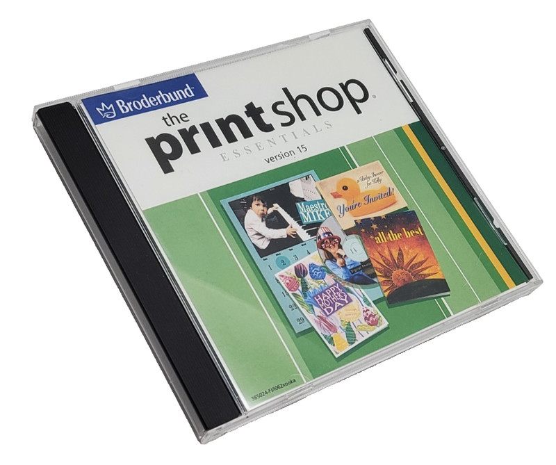 Broderbund The Print Shop Essentials v15 CD with ClickArt Graphics Windows