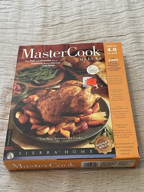 Sierra Home MasterCook Deluxe 4.0 PC CD Discs Sealed learn to cook Vintage Retro