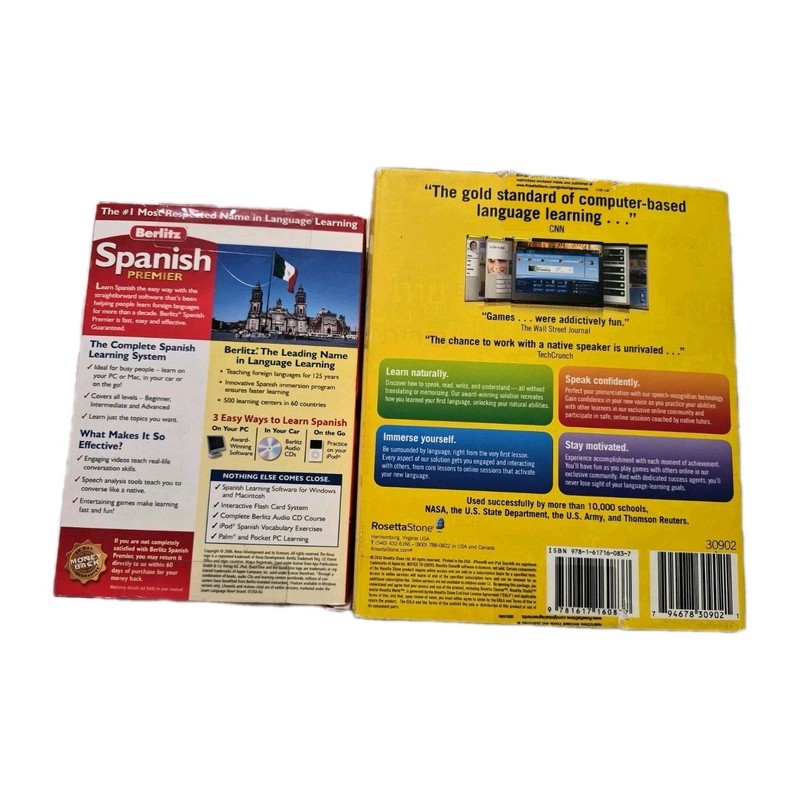 Learn Spanish with Rosetta Stone AND Berlitz Learning System FREE SHIPPING gallery