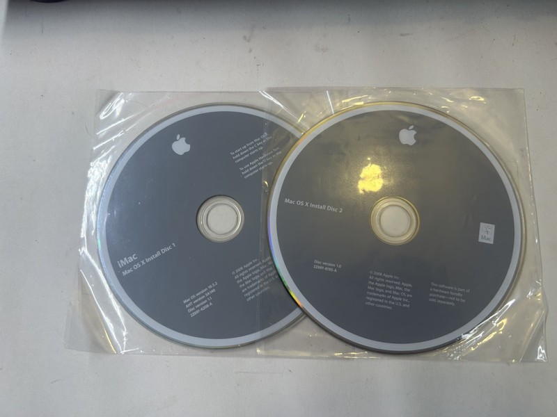 Apple Mac OS X Install Discs Set for Mac Computers English CD Disc 1 & 2