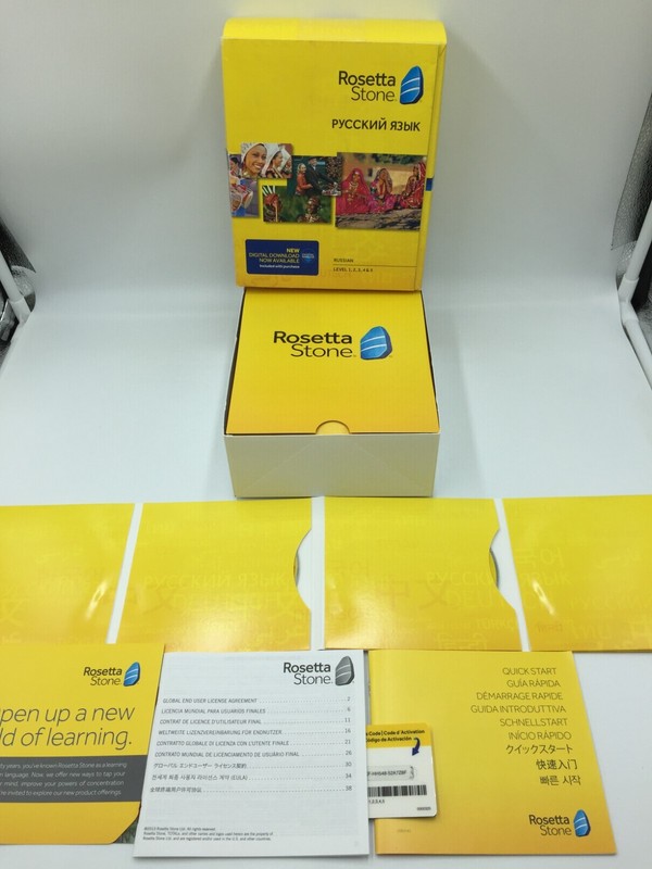 Rosetta Stone Russian Level 1,2,3,4,5, 1-5, 5 Disks,Software,Box,Code Card