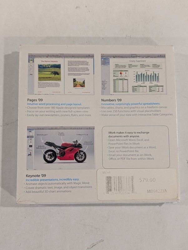 Apple iWork 09 Software v9.0.3 Retail Install DVD Mac | NEW SEALED gallery