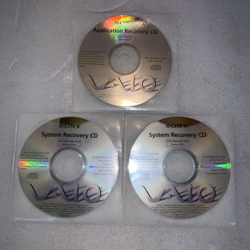 Sony VAIO PCG-F450 / PCG-F430 Windows 98 Second Edition Recovery CDs