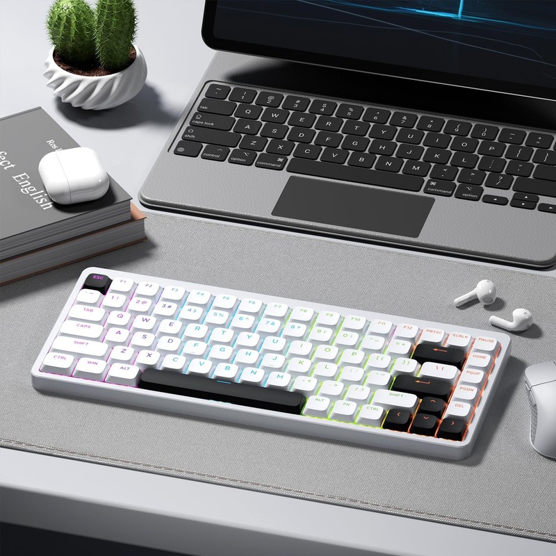 XVX Low Profile White Keycaps, Shine Through Keycap Set, Double Shot PBT Key ... gallery