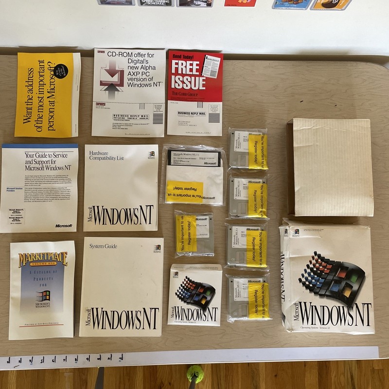 Vtg Microsoft Operating System Windows NT Version 3.1 Disks Some Sealed Packs