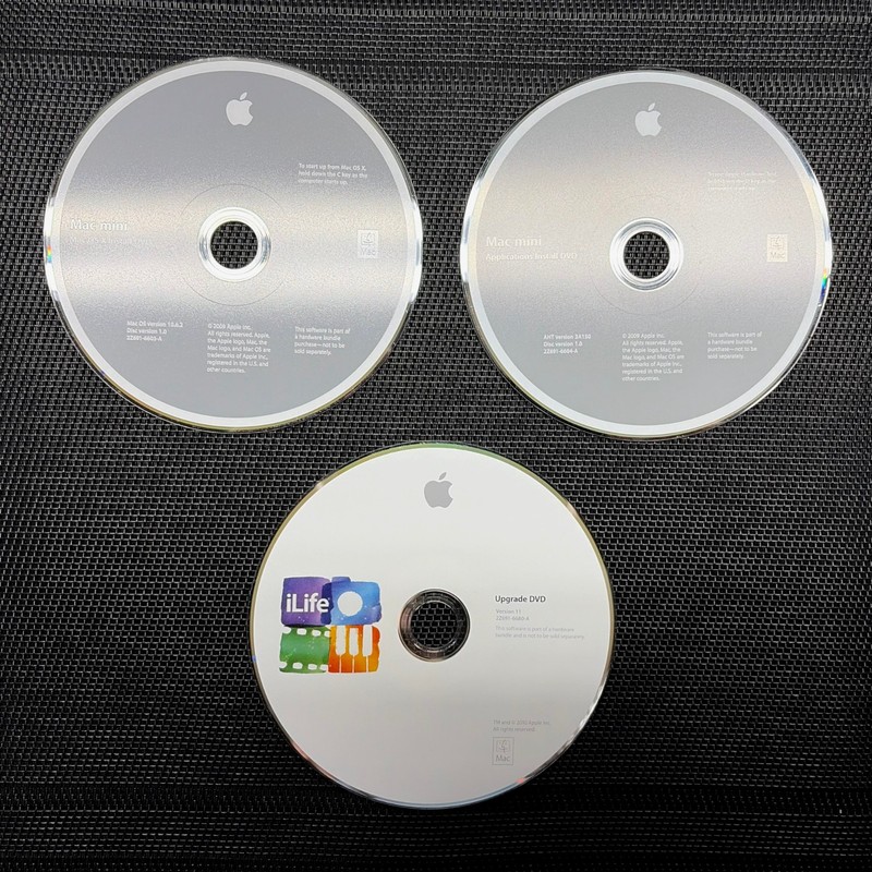 Apple Mac mini Late 2009 OS X 10.6.2 Restore Install OS Apps AHT iLife 3-DVD Set