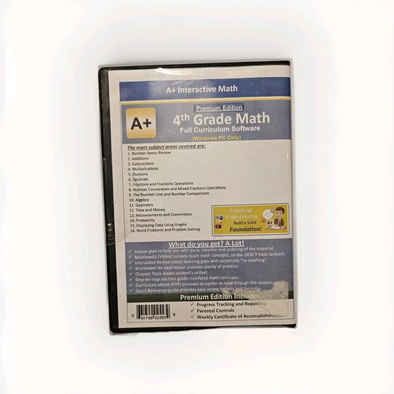 A+ Interactive Math 4th Grade Math Full Curriculum Software Release 8 SEALED gallery