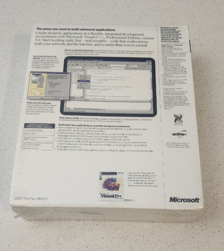 NEW SEALED - Vintage Microsoft Visual C++ Professional Edition 5.0 Upgrade 1997 gallery