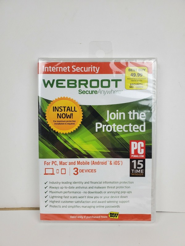 WEBROOT Secure Anywhere Internet Security Software NEW – Sealed