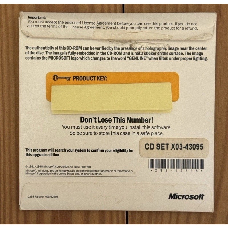 Microsoft Windows 98 Upgrade New Version 0398 Part X03-30200 - Tested gallery