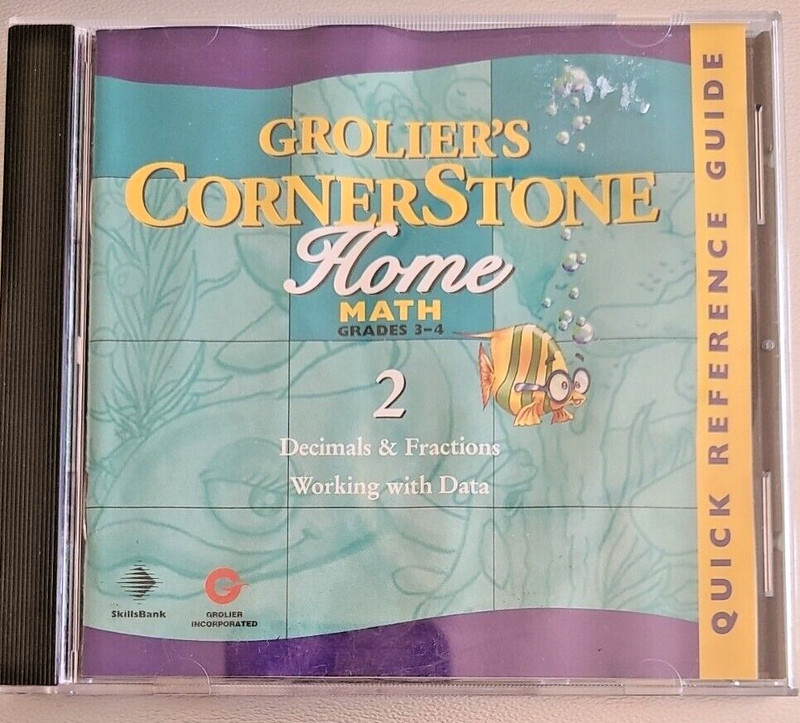 Grolier’s Cornerstone Home Math Grades 3-4 Vol. 2 PC/Mac CD-Rom (1998, SkilsBank