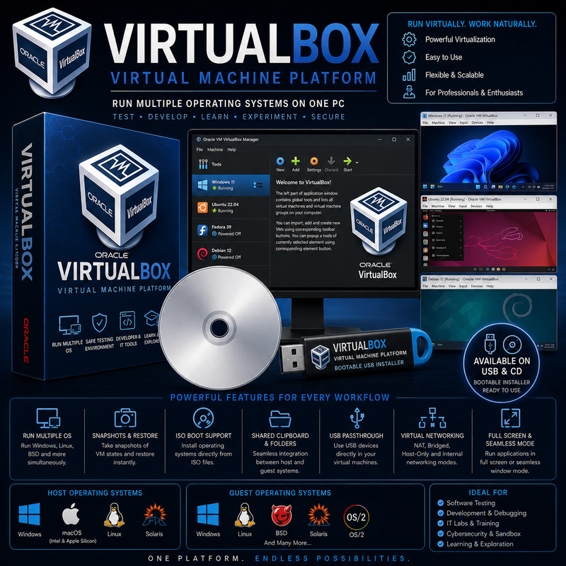 VirtualBox | Virtual Machine Software | Create UNLIMITED VM | CD & USB | LATEST