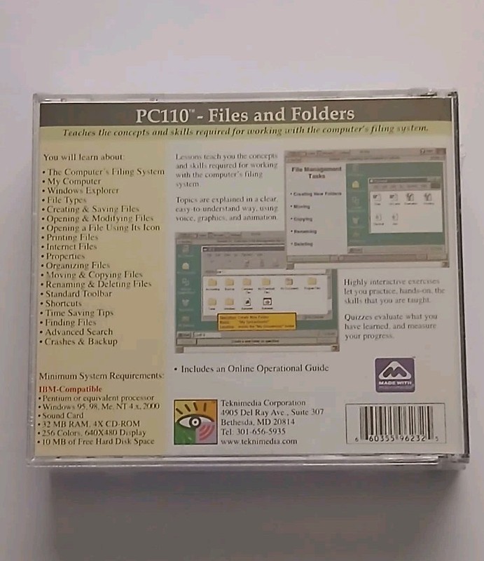 TEKNIMEDIA Computer Basics 3-CD-Rom set Literacy Series PC100 PC101 PC110 skills gallery