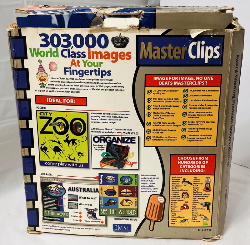IMSI MasterClips 303,000 Complete 20-CD Clip Art Box Set w Guide Book Windows 95 gallery