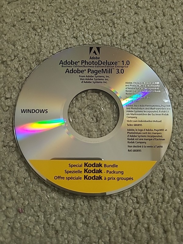 Adobe PhotoDeluxe 1.0 + Adobe PageMill 3.0 WINDOWS Special KODAK Bundle Disk