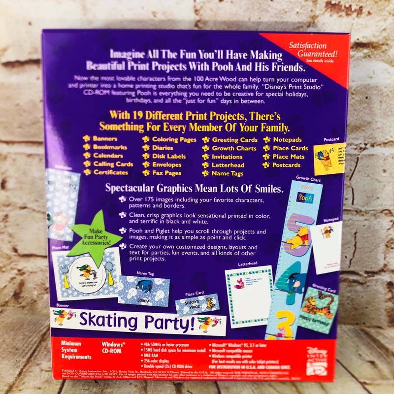 Disney's PRINT STUDIO WINNIE THE POOH PC CD-ROM with Handbook gallery